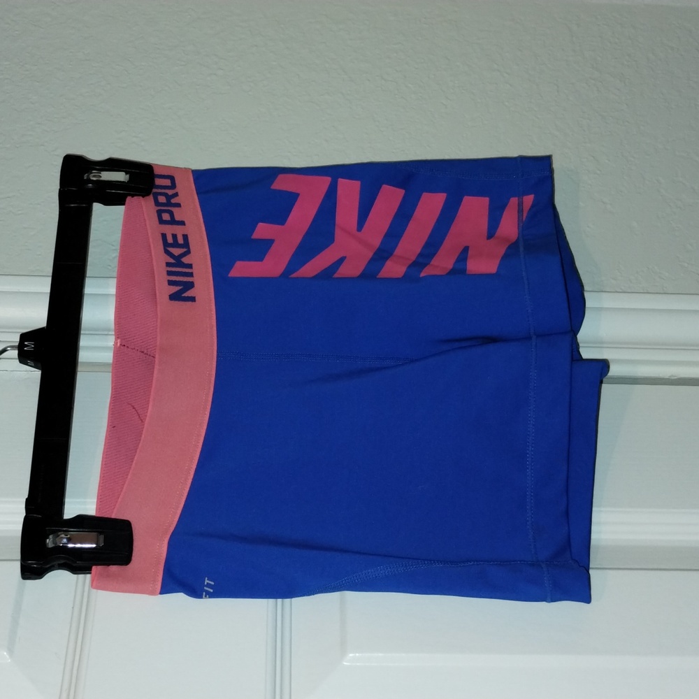 Nike Pros- Medium Pink and Blue Bike Shorts